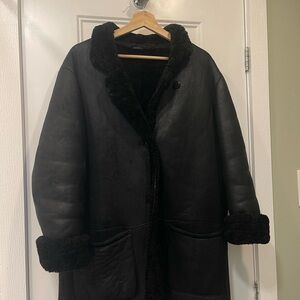 Black Shearling-Lined Women's Coat